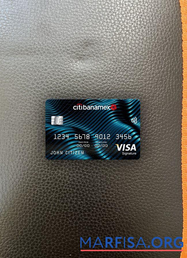Realistic Mexico Citibanamex bank visa signature card photolook front real example